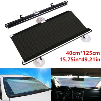 

Auto Car Windshield Sun Shade Curtain Anti UV Block Sun Visor Black Window Sunshade 40*125cm