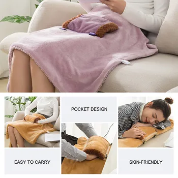 

HOT Soft Heated Shawl Electric Warming Heating Blanket USB Powered Winter Pad Portable with Slots TI99