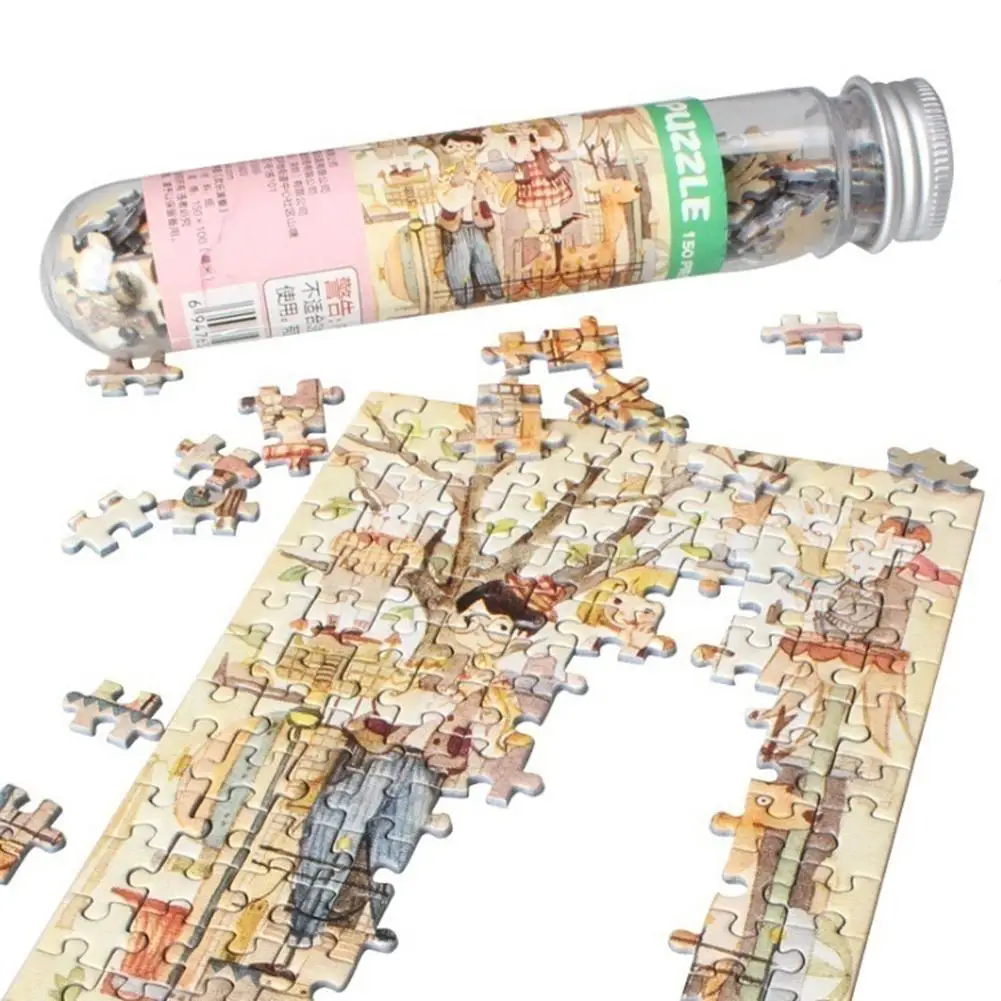 150 pièces/ensemble Mini lever du soleil Puzzles avec Tube bouteille plan éducation jouet