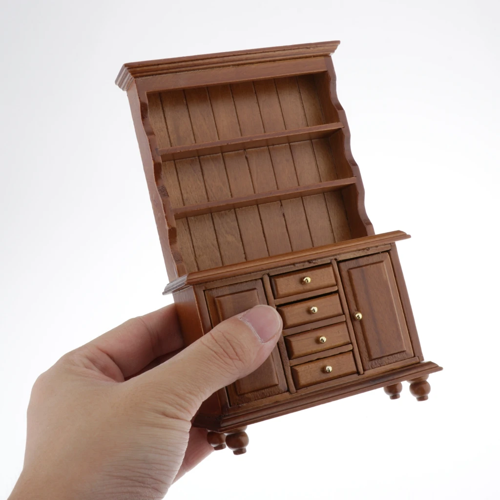 1/12 Multifunctional Cabinet for Doll House Any Rooms Decor, European Style, Handcrafts Collectibles, Kids Pretend Play Toy