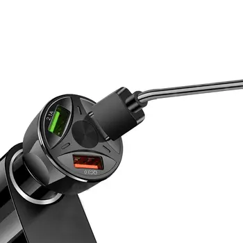 

1pcs Car Charger Black 3Port QC 3.0 Fast Charging Accessories New Parts