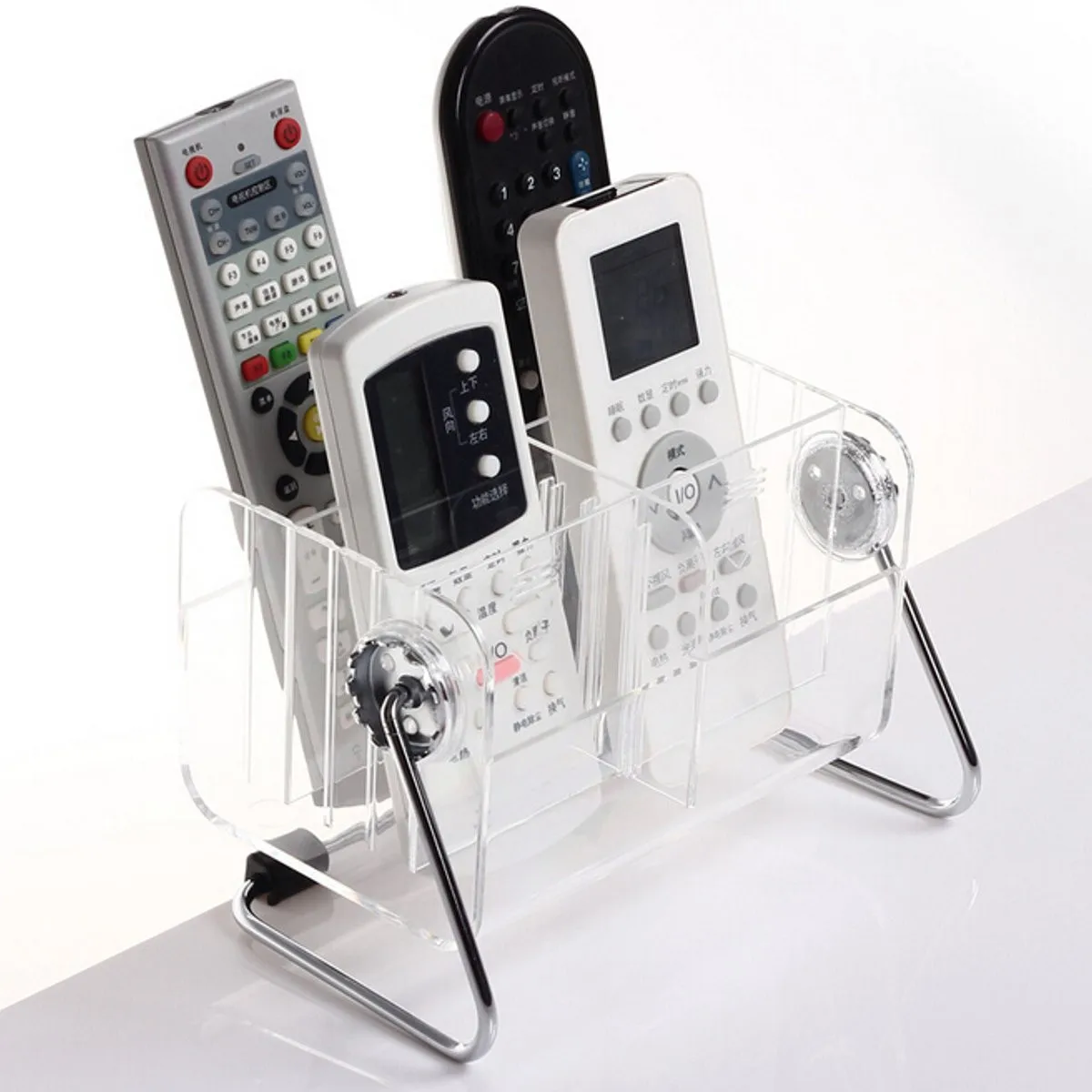  Cosmetic Makeup Container TV Remote Control Rack Phone Storage Box Stationery Organizer Transparent