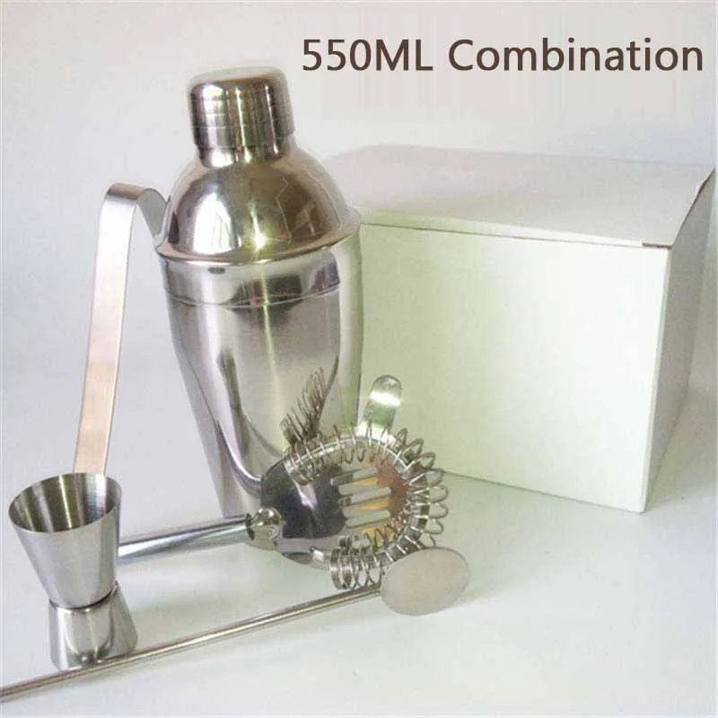 550ML Combination Шейкер для смешивания коктейля из нержавеющей стали вино мартини Бостон-Шейкер для бармена напиток вечерние инструменты 250 мл/350 мл/550 мл/750 мл - Color: 550ML Combination