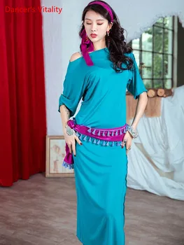 

Belly Dance woman Off-The-Shoulder Modal Dress Practice Clothes Suit New Profession Dancing performance clothing Set