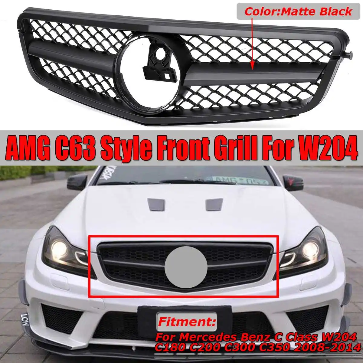 Новый C63 для автомобилей AMG стиль передние гонки решетка гриль Mercedes Benz C Class W204 C180