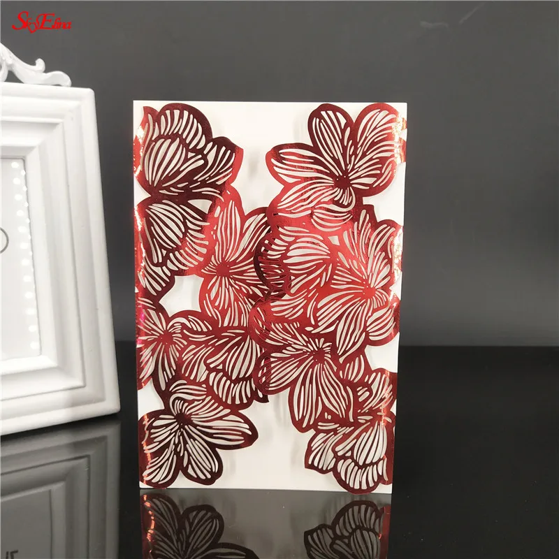 Bright Red Элегантная вырезанная лазером свадебные пригласительные открытки, поздравительные открытки вечерние поставки перламутровая бумага карты свадебные принадлежности 1/10/30 шт. 6z - Цвет: Bright Red