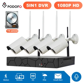 

Potofo 4CH 1080P 1TB 4 Pcs 2MP NVR wifi IR-CUT Wireless System Outdoor Camera IP Security System Video Surveillance Kit