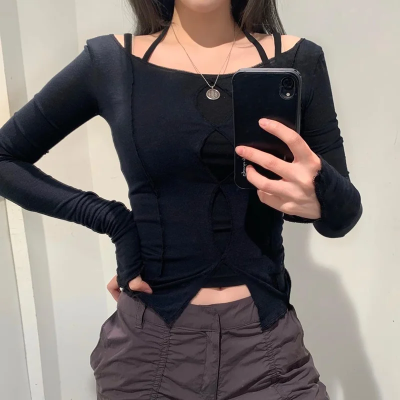 Винтажная облегающая футболка в стиле Харадзюку пикантная короткая рубашка