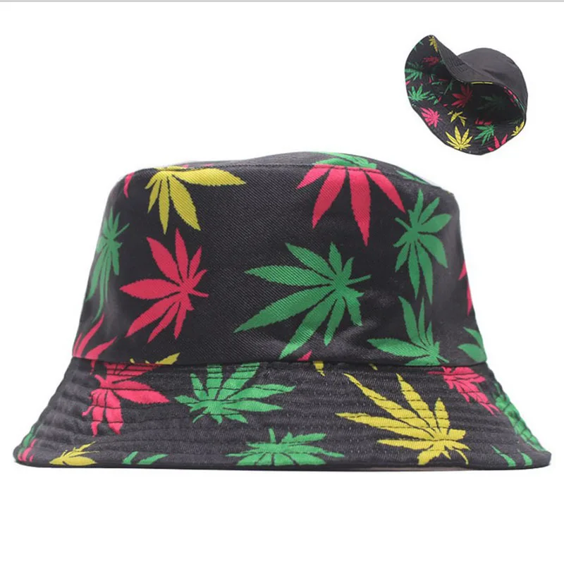 Bucket Hat Spring Summer Maple Leaf Printed Bucket Hat Hip Hop Bob