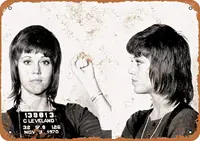 Letrero de lata de Metal de 12x8 pulgadas, tazón de Jane Fonda, 1970