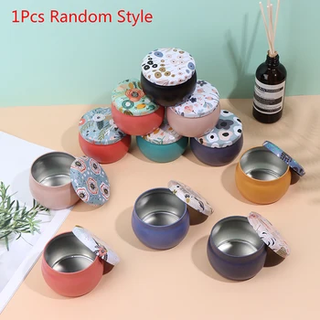 

NEW Flower Tin Box DIY Candle Jar Balm Round Empty Iron Box Portable Lipstick Zipper Cream Storage Box 1PC
