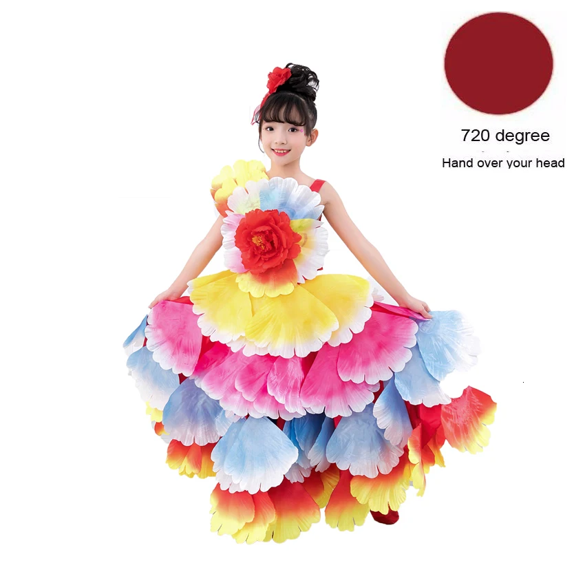 Элегантное свадебное платье-пачка для девочек с цветочным украшением; большие размеры; цыганское испанское фламенко; платье с открытыми плечами; костюмы для латиноамериканских танцев - Цвет: Color1 720 degree