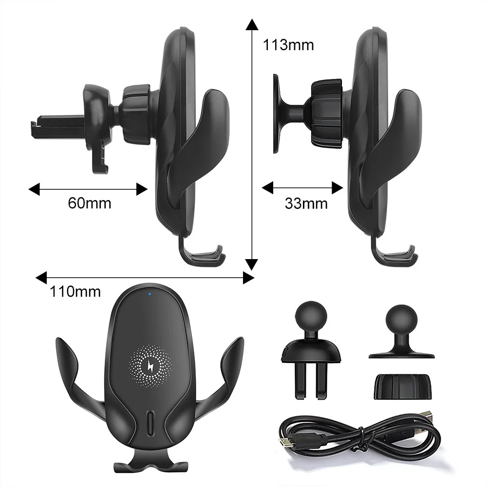 Беспроводное Автомобильное зарядное устройство 15 Вт Qi Быстрая зарядка авто зажим автомобильный держатель телефона на вентиляции для iPhone 11 XS XR X 8 samsung S10 S9