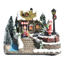 Maison de neige lumineuse colorée, 2022, décoration de noël, Village tournant, père noël, ornements de musique