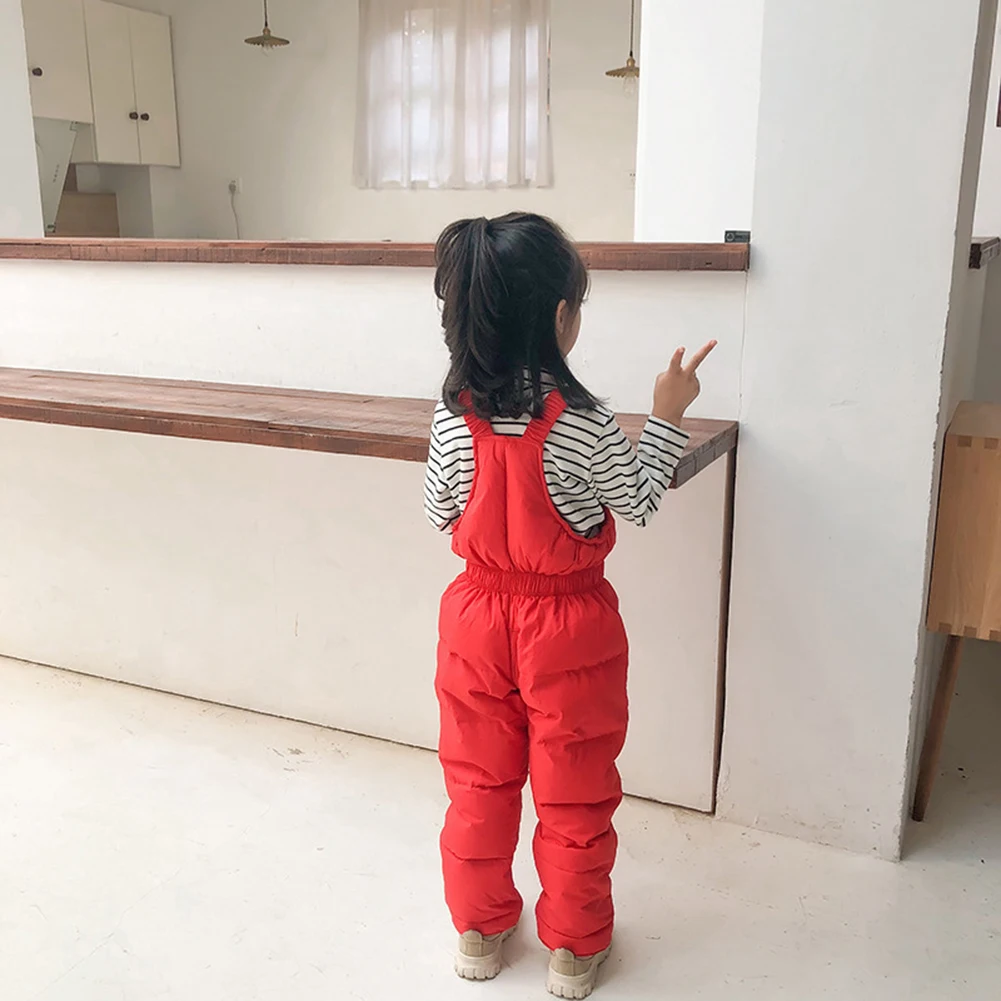 New Winter Baby Girls Boys Down Pants Kid Clothes Thick Children's Bib Trousers Cotton Korean Style Toddler Overalls Jumpsuit