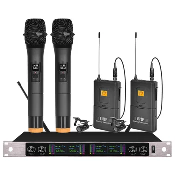 

Professional wireless microphone two handheld microphones two lavalier microphone stage show microphone wireless