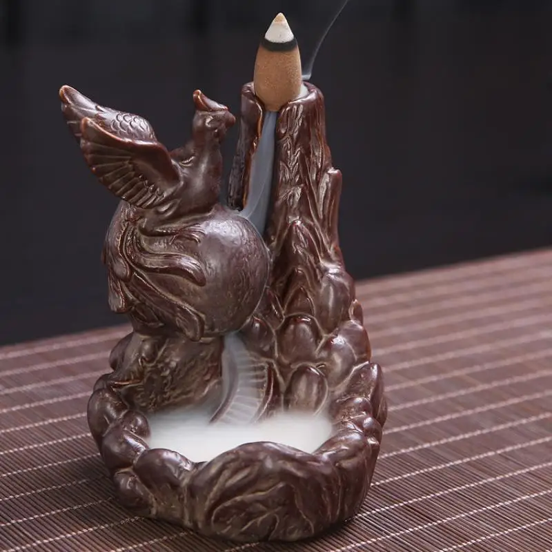 Дым водопад печь для ароматерапии Прекрасный маленький монах керамическая курильница с обратным потоком ладан горелки фиолетовый; песок палочки для благовоний держатель - Цвет: e