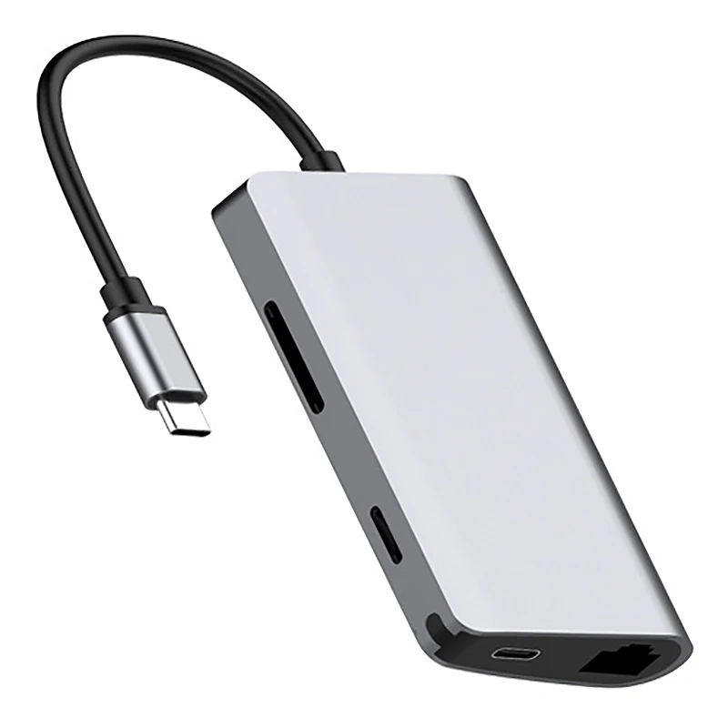 8 в 1 usb хаб для передачи данных типа C с портовым 3 USB 0 + 4K HDMI Micro SD Type PD RJ45 гигабитный