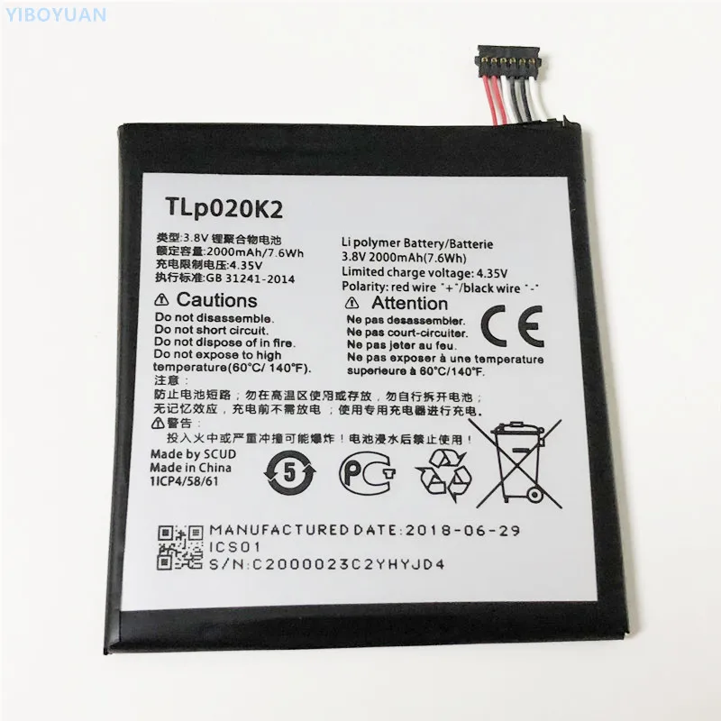 

3.8V 2000mAh TLp020K2 For Alcatel OneTouch Idol 3 4.7" / 6039Y 6039K 6039H 6039J 6039S 6039A Battery