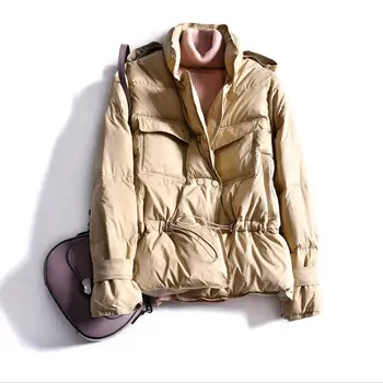 

Winter stand collar double breasted duck down coats female Tooling style was thin real Down jackets warm coat F986