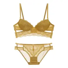 Anlito комплект нижнего белья, сексуальные бюстгальтеры, вышивка, пуш-ап, комплекты бюстгальтеров, кружевной бюстгальтер с глубоким v-образным вырезом, толстый хлопковый Женский комплект нижнего белья