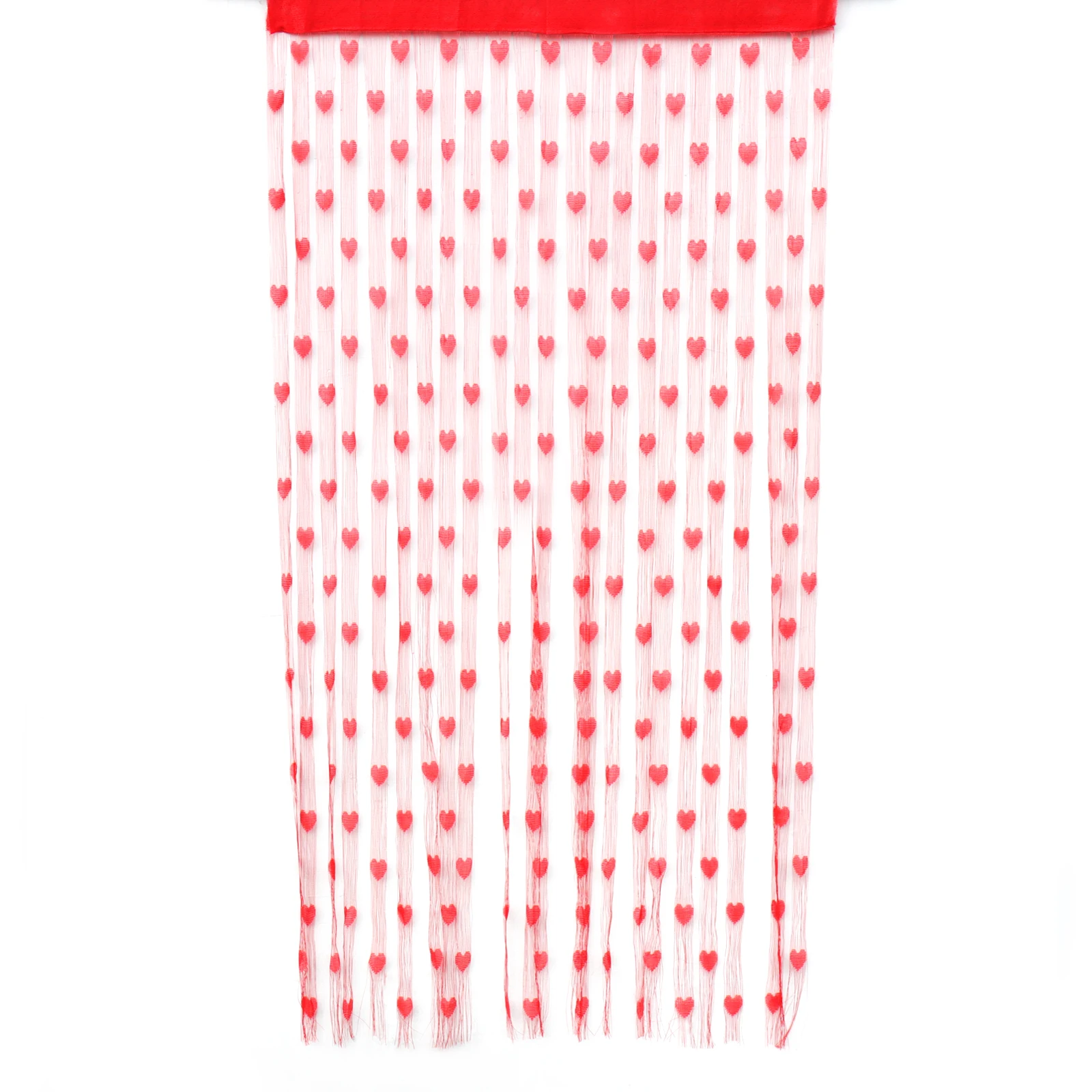 Sheer Curtain 100x200cm Voile White Red Heart String Curtains Bedroom Window Door Divider Wedding Decoration