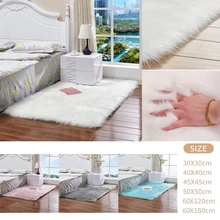 Прямоугольный мягкий ковер из искусственного меха овчины, напольный ворсистый, шелковистый, плюшевый ковер, белый ковер из искусственного меха, прикроватные Коврики для спальни