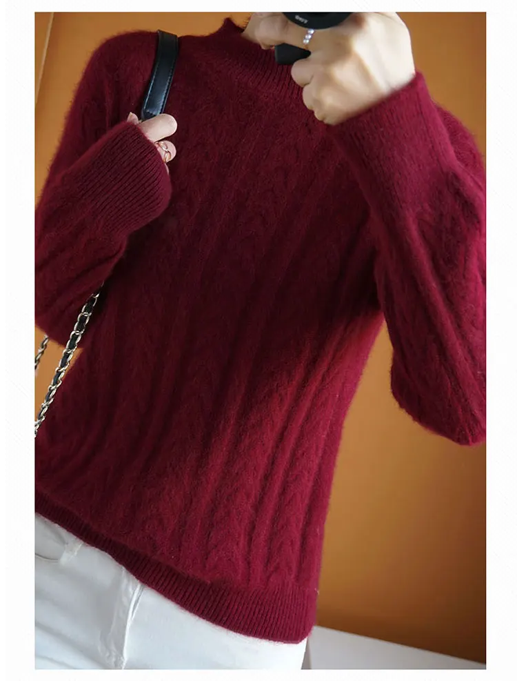 Camisola para Mulheres Engrossado em Torno do Pescoço Novo Primavera Pulôver Preguiçoso Estilo Solto Camisola Curta Base Camisa 2021 7 em torno do pescoço pulôver preguiçoso estilo