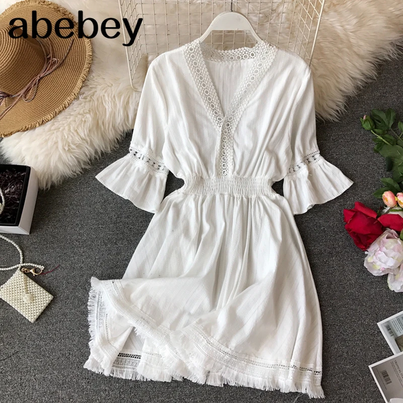 Богемные платья белое платье в стиле хиппи бохо женское с глубоким V образным