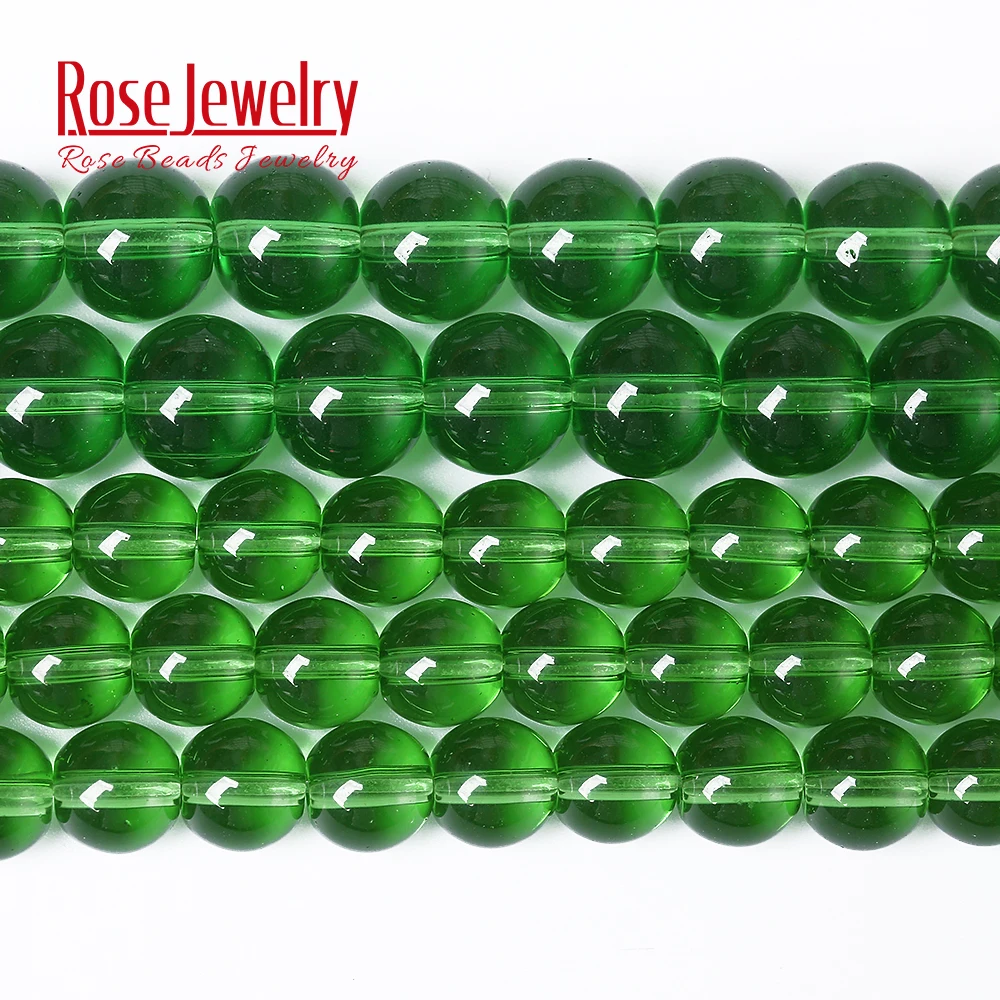 

Wholesale Smooth Clear Green Glass Round Spacer Beads for Jewelry Making 4 6 8 10 mm Loose Beads Diy Bracelet 15" Strand