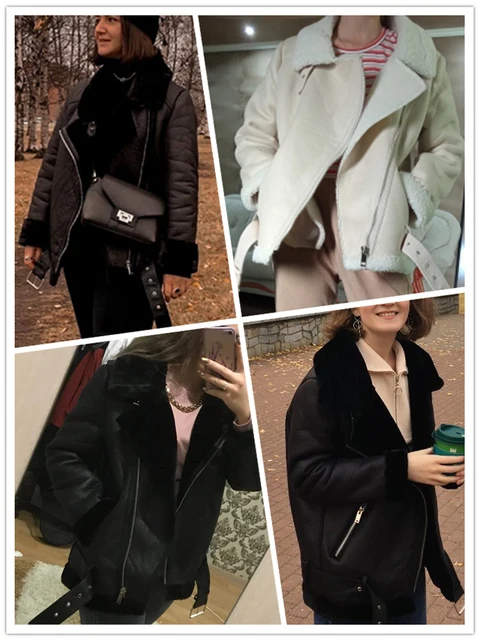 Ailegogo 2022 Winter Coats Women Thick Faux Leather Fur Sheepskin Coat Female Fur Leather Jacket Aviator Jacket Casaco Feminino 6
