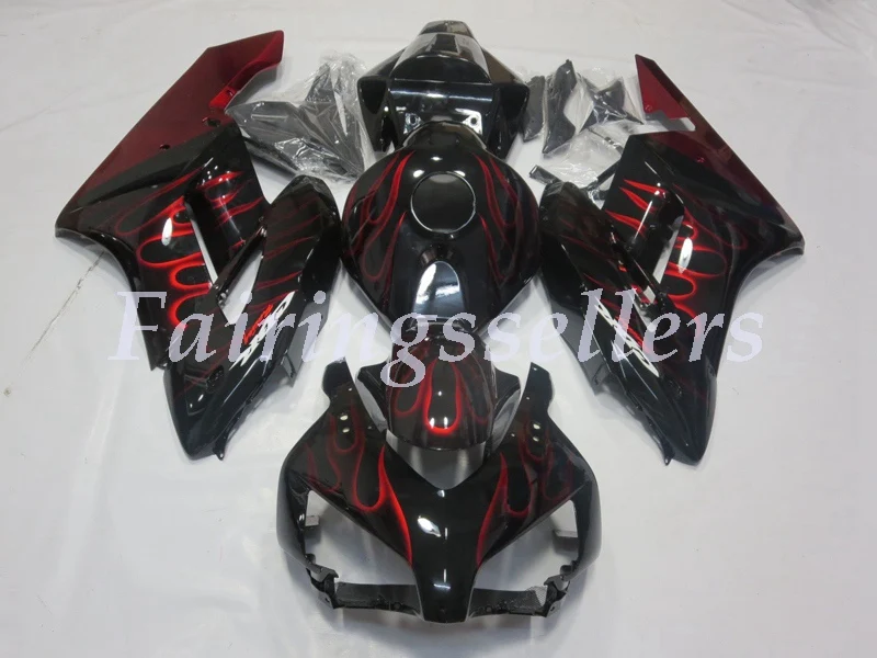 Литьевая форма) ABS Полный комплект обтекателя подходит для Honda CBR1000RR CBR1000 04 05 2004 2005 Обтекатели Черный Белый - Цвет: Red Flame