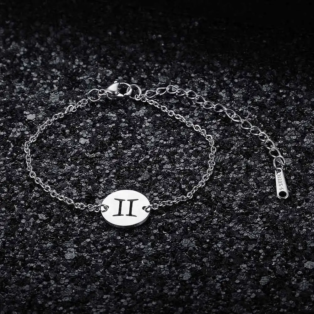 12 Constellation Zodiac Charm Bracelet for Women Female Stainless Steel High Polish Charms Bracelets - Окраска металла: JN009-3