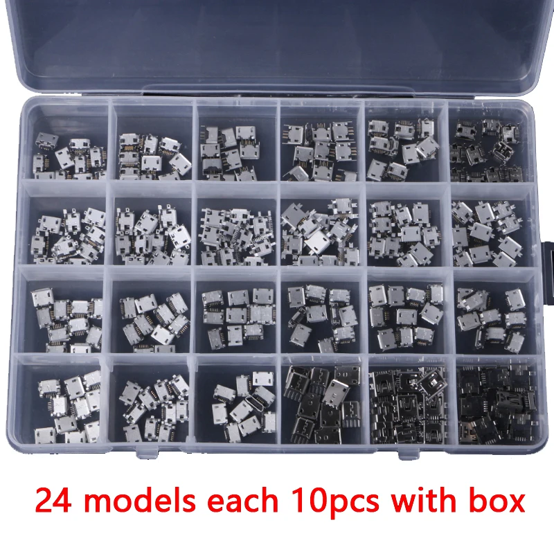 

24 Models Micro USB Connector Socket Jack USB Connectors Set For MP3/4/5 Lenovo ZTE Huawei Samsung SONY Xiaomi HTC
