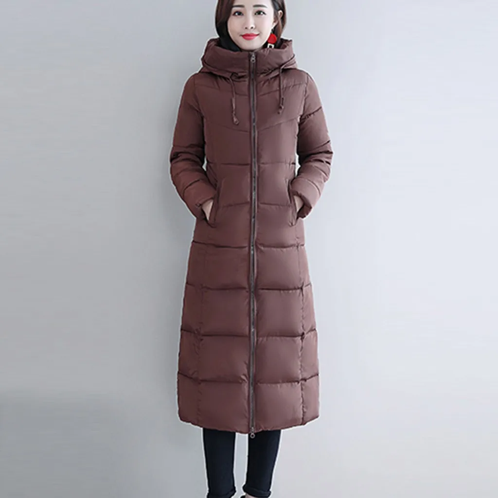 Длинная Куртка выше колена, зимняя, теплая,, верхняя одежда, пальто, женская, Корейская, тонкая куртка, парка с капюшоном, удобная, большой размер 6XL