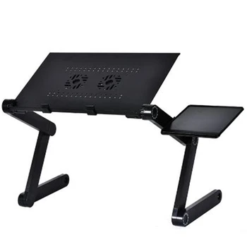 

BEAU-Aluminum Alloy Adjustable Laptop Table Portable Folding Computer Notebook Desktop Stand Computer Table for Sofa Bed