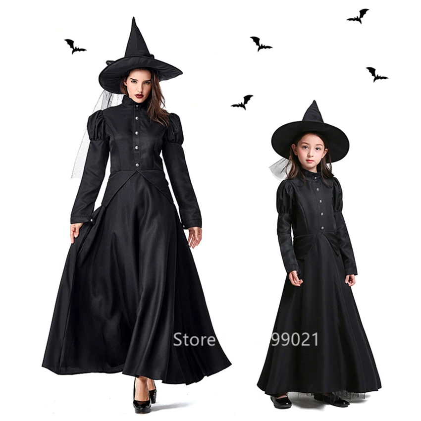 

Gothic Witch Halloween Dress for Women Girl Scary Cosplay Vampire Cap+Dress Day of The Dead Fancy Vampire Purim Carnival Party