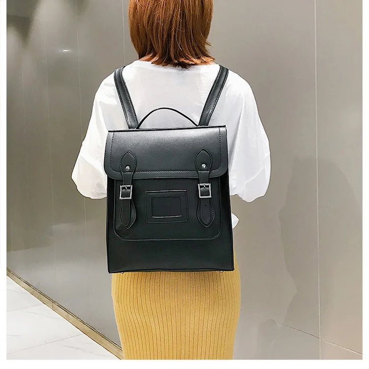 Black White Girls School College Backpacks Vintage Leather Luxury Brand Womens Backpack Preppy Style Back Bags Shoulder Satchels (20)