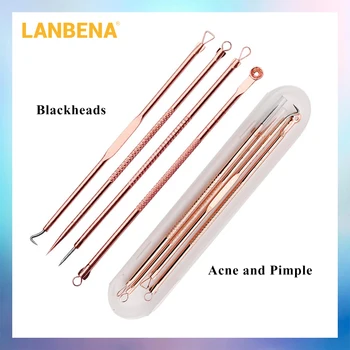 

4PCS Rose Gold Acne Removal Needle Pimple Needle Blackhead Remover Acne Treatment Acne Needle Black Mask Acne Extractor Remover