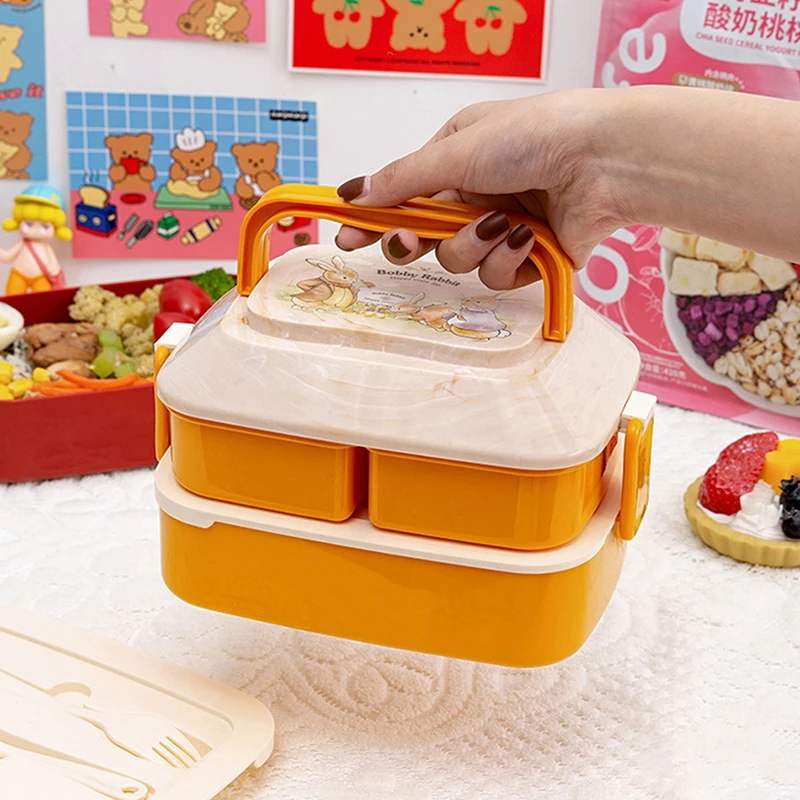 Japanese Style Kawaii Bento Box For Girls School Children Picnic Lunch Box With Compartments Microwave Food Storage Containers