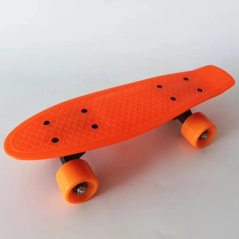 CRUISER skateboard 22 pollici bianco bordo trasparente Ruote Arancione 