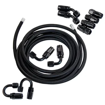 

AN6 -6AN Stainless Steel Nylon Braided Fuel Hose Line 16.4FT+Adapter 10PCS