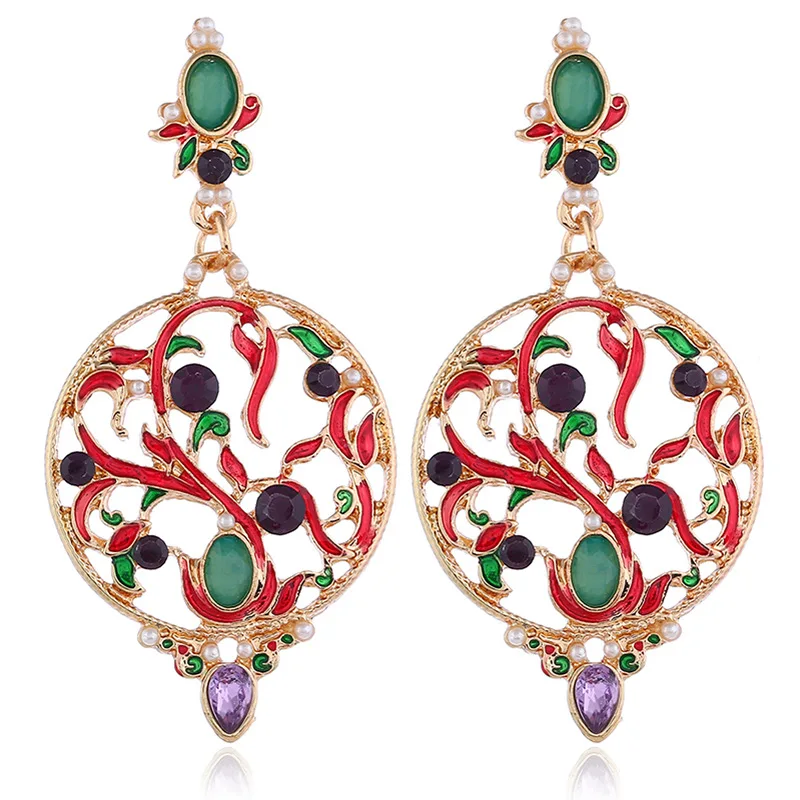 

European and American fashionable oil earrings with delicate personality and hollow crystal Hydrangea Earrings