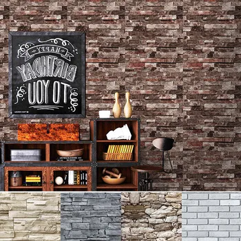 

Wall Paper or Self Adhesive Shelf Paper 3D Faux Textured Stone Wall Look Waterproof UD88