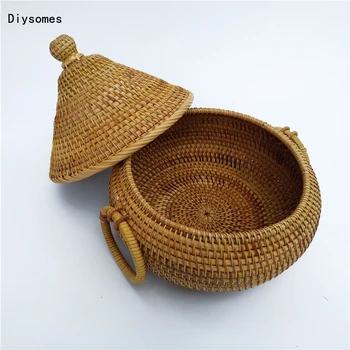 

Diysomes Japanese Style New Autumn Rattan Tea Cans Best Selling Loose Storage Box High-End Handmade Natural Material Snack