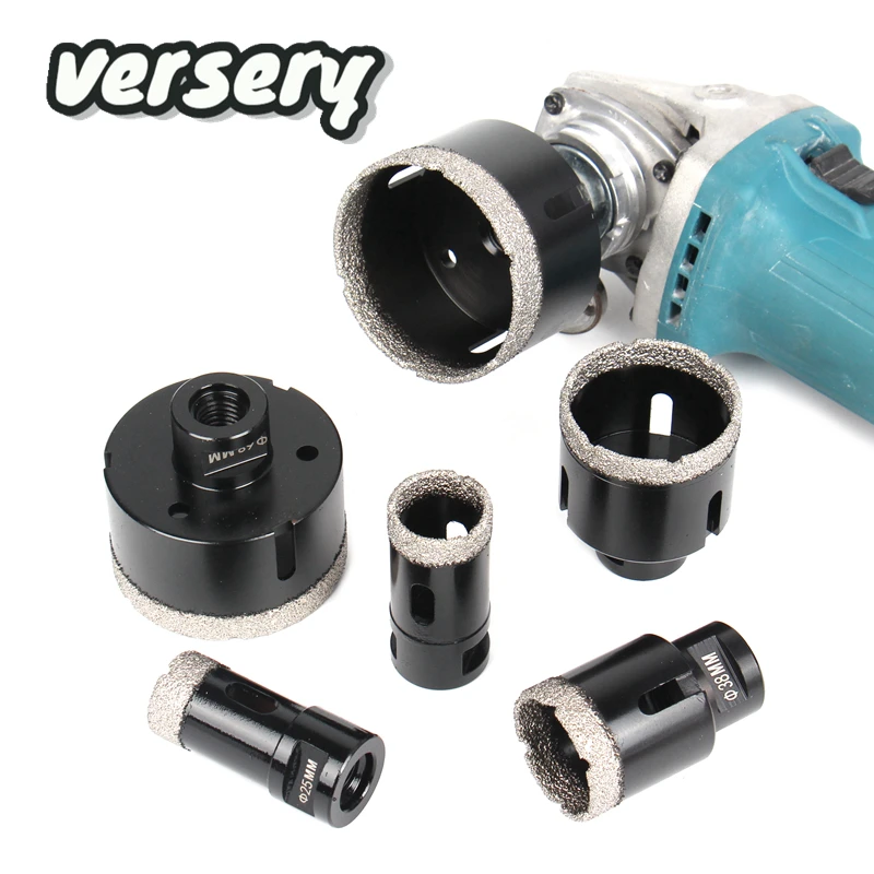 

free shipping Versery 4PC M14 thread Dry Vacuum Brazed Diamond Drilling Core Bit Ceramic Tile Hole Saw Granite marble drill bits