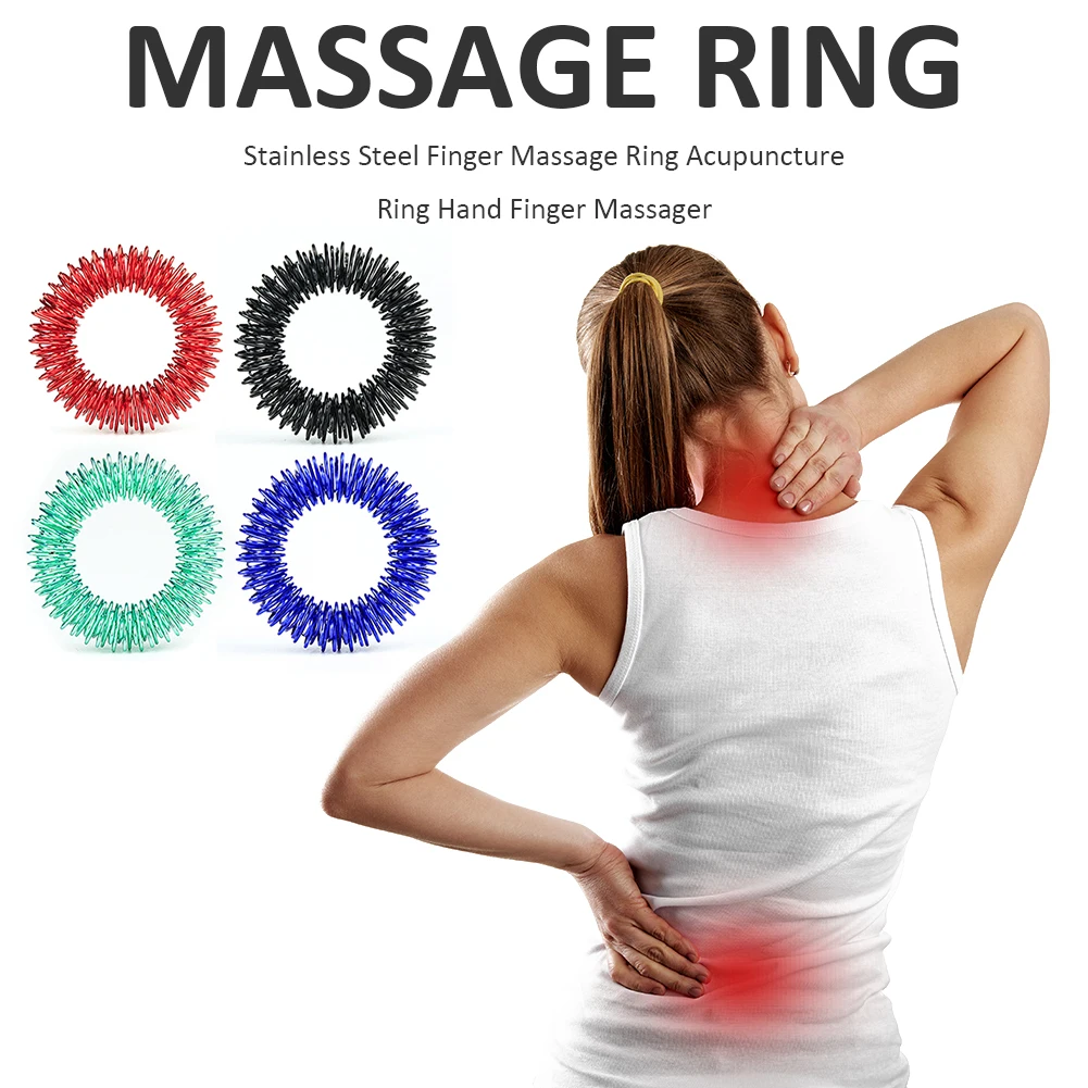 1pc Stainless Steel Finger Massage Ring Acupuncture Ring Hand Finger Massager Pain Relief Stress Health Care