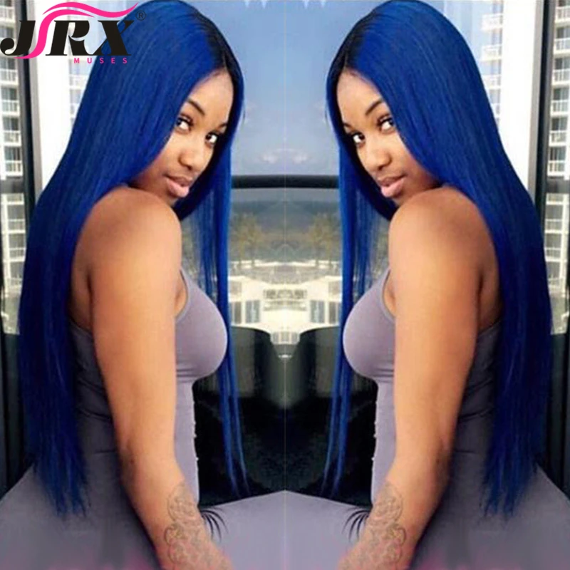 Sexay-Ombre-Human-Hair-Weaving-3-4-Bundles-Pre-Colored-Straight-Two-Tone-T1B-Blue-Remy
