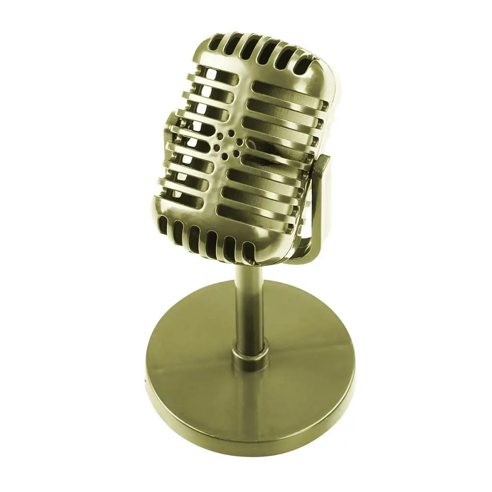 Simulation Props Mic Classic Retro Dynamic Vocal Microphone Vintage Style  Mic Universal Stand for Live Performance Recording