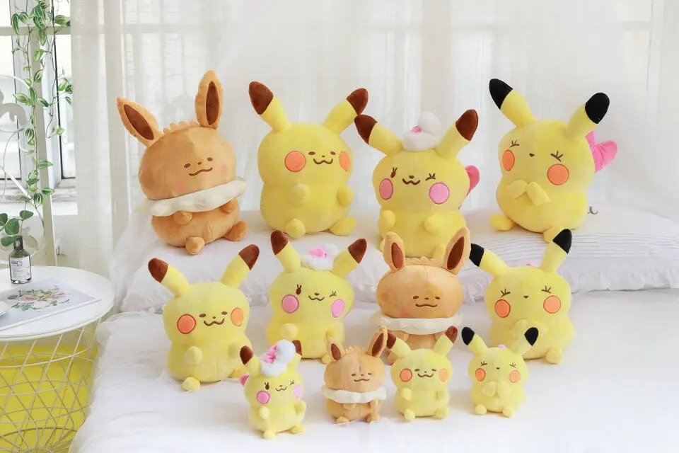 TAKARA TOMY, Покемон, каваи, Пикачу, Eevee, плюшевая, милая, мультяшная, мягкая подушка для дивана, кукла, милая, для девочки, подарок, игрушка ПКМ